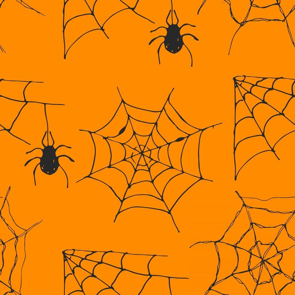 nahtlose Mustervektorillustration des Spinnennetzes. handgezeichneter skizzierter Webhintergrund vektor