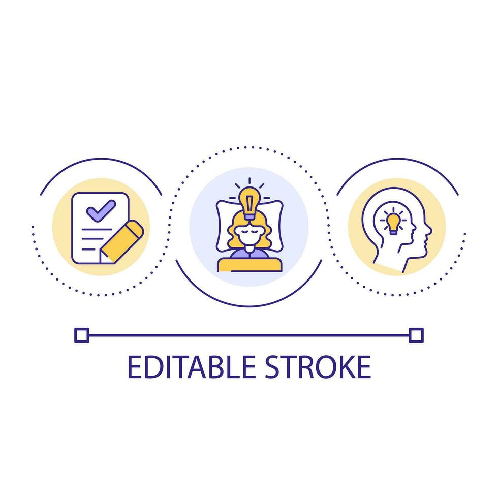 kraft av undermedvetna sinne slinga begrepp ikon. vakna upp kreativitet. alstrande ny idéer dricks abstrakt aning tunn linje illustration. isolerat översikt teckning. redigerbar stroke vektor