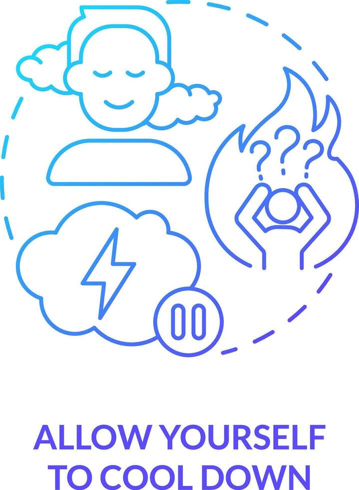 tillåta själv till Häftigt ner blå lutning begrepp ikon. mindfulness. lösa konflikter med tonåring abstrakt aning tunn linje illustration. isolerat översikt teckning vektor