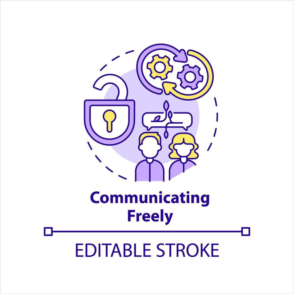 kommunicerar fritt i arbetsplats begrepp ikon. bygga öppen arbete relationer. lagarbete abstrakt aning tunn linje illustration. isolerat översikt teckning. redigerbar stroke vektor
