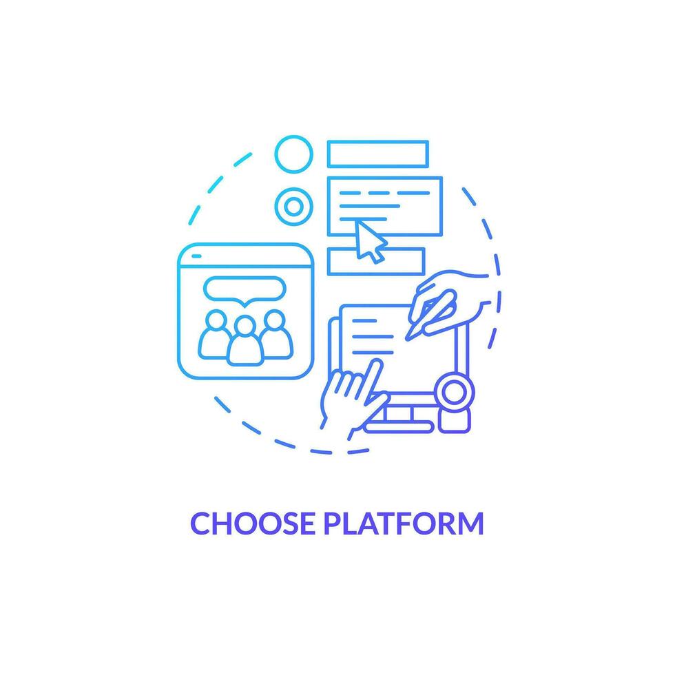 välja plattform blå lutning begrepp ikon. potential kund. social media. e handel. företag lösning. gemenskap tillväxt abstrakt aning tunn linje illustration. isolerat översikt teckning vektor