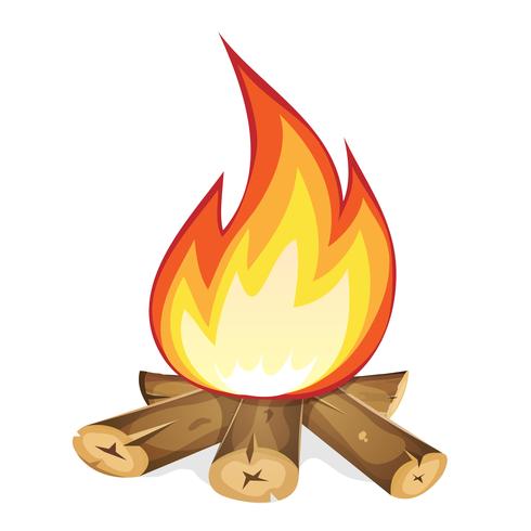 brinnande eld med trä vektor