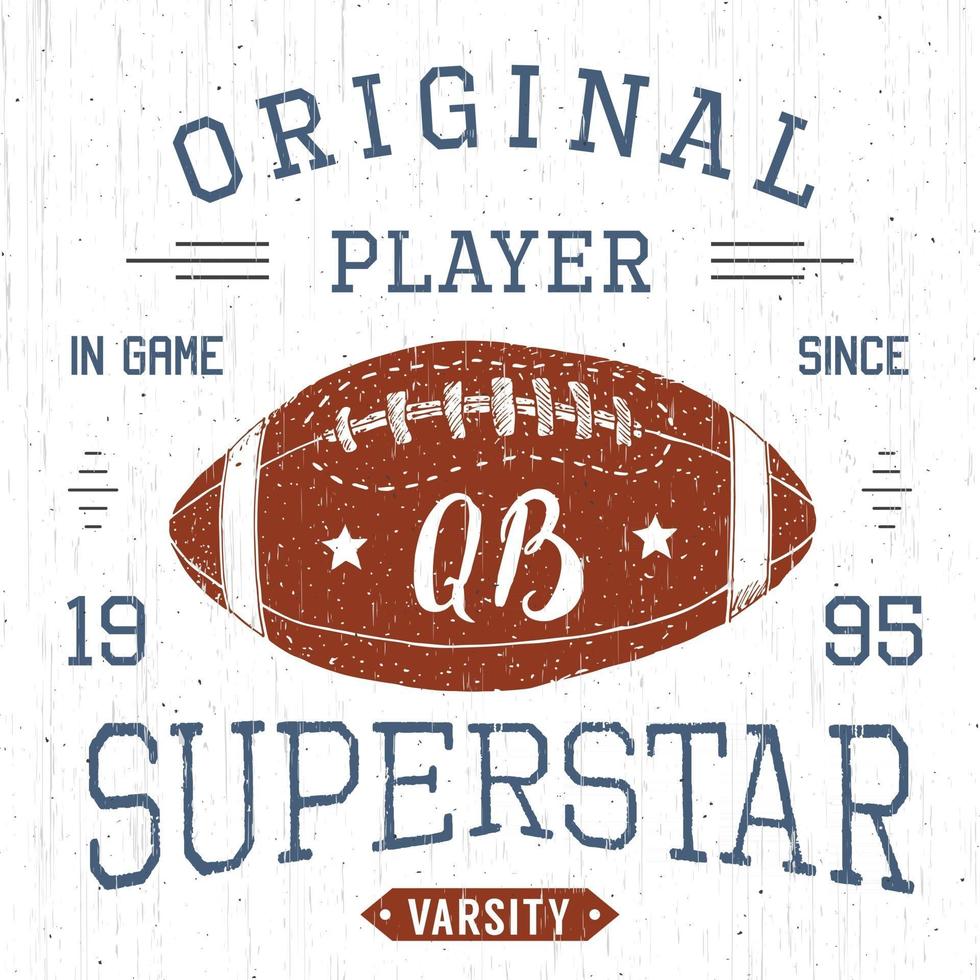 t-shirt design, fotboll quarterback superstar typografi grafik, vektorillustration vektor