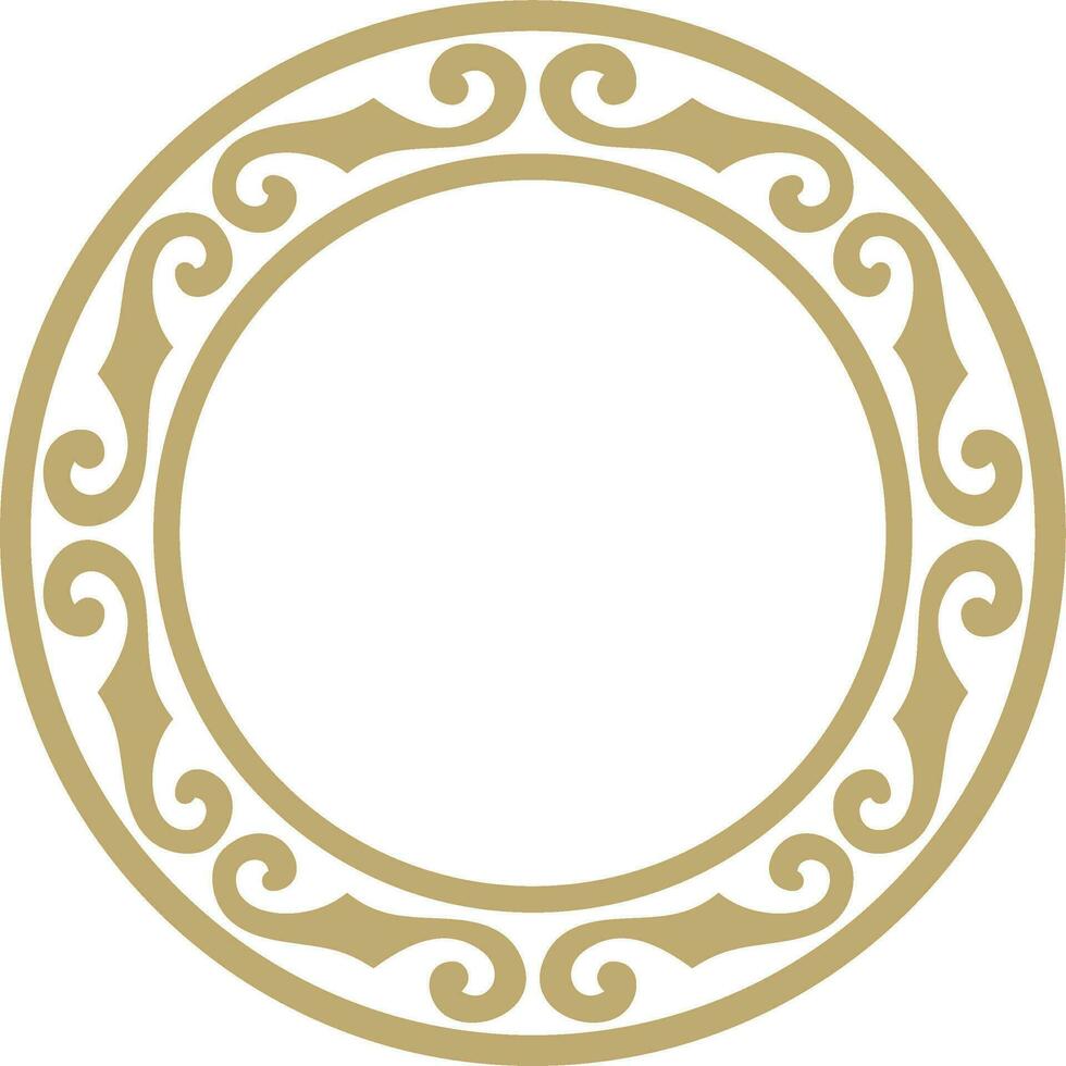 Vektor golden runden kazakh National Ornament. ethnisch Muster von das Völker von das großartig Steppe, Mongolen, Kirgisen, Kalmücken, Burjaten. Kreis, Rahmen Rand
