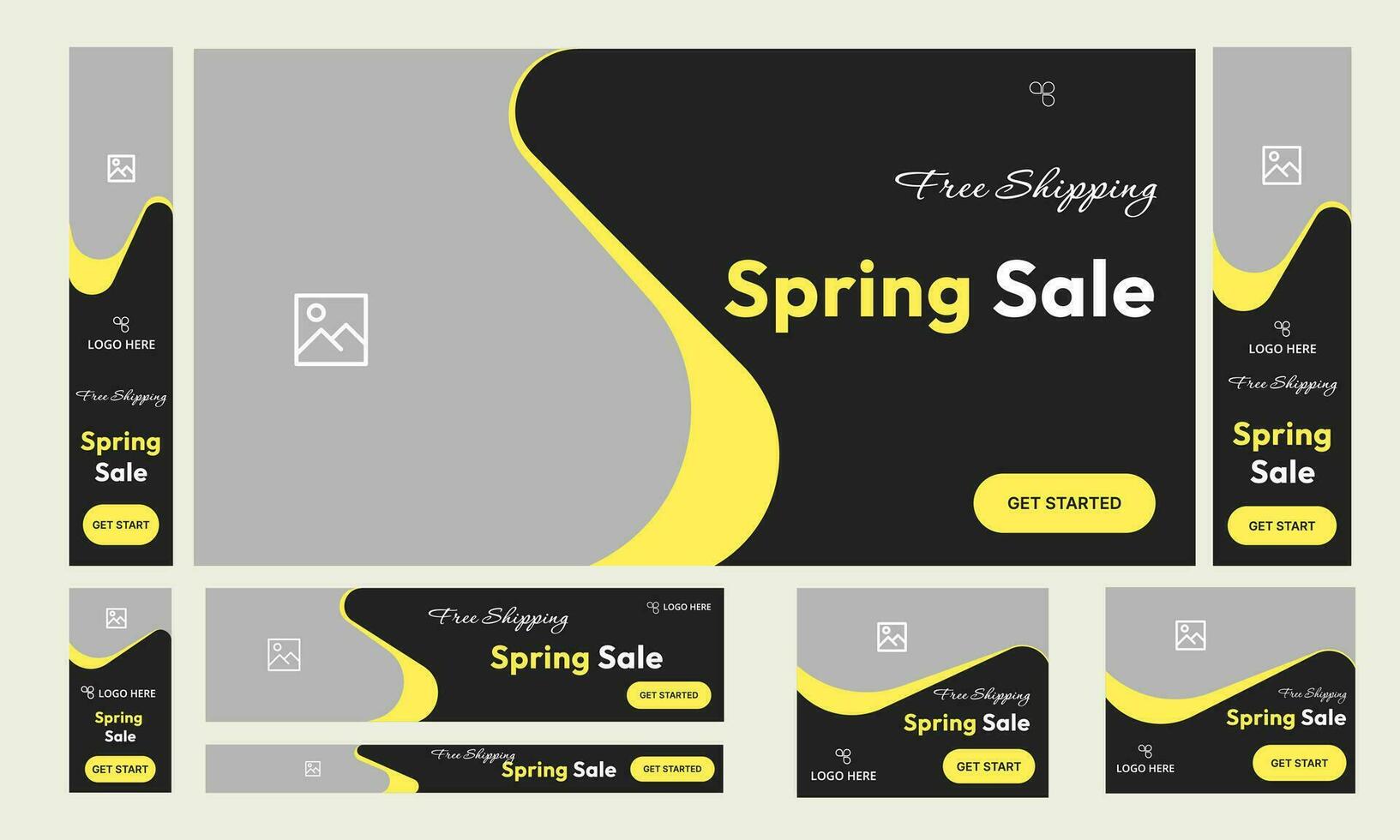 einstellen von Frühling Verkauf bietet an Netz Banner Vorlage Design vektor