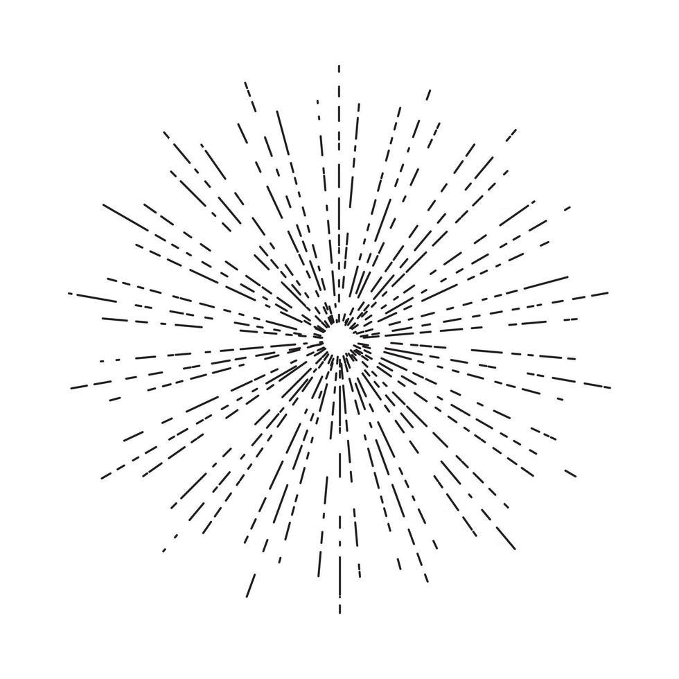 Retro-Sonnenstöße, Vintage strahlende Sonnenstrahlform für Logo, Etiketten oder Embleme und Typografie-Dekorationsschablonen-Vektorillustration lokalisiert auf weißem Hintergrund. vektor