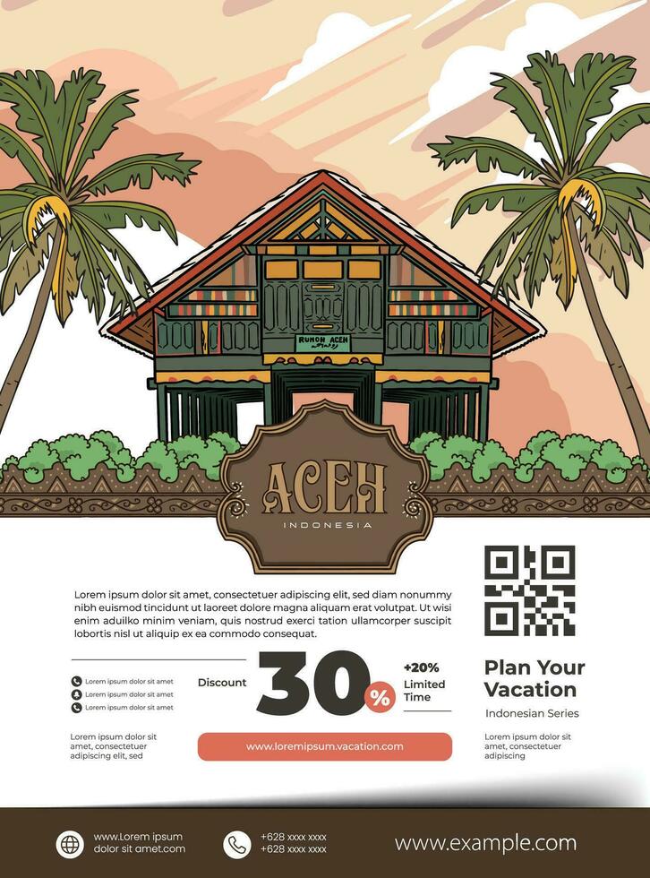 Poster Veranstaltung Layout Vorlage zum Tourismus mit aceh Kultur Illustration vektor