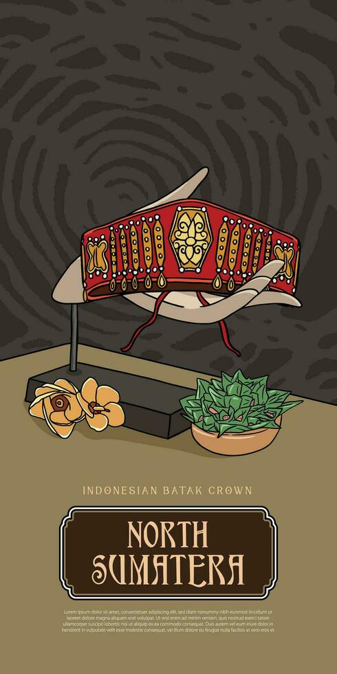 indonesisch traditionell Hochzeit Krone Illustration. Norden Sumatera traditionell Hut. vektor