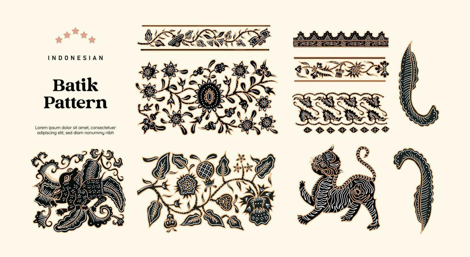 isolerat javanese batik mönster illustration vektor