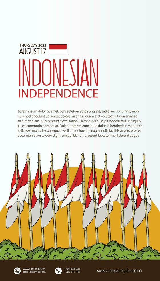 Selamat Hari kemerdekaan Indonesien. Übersetzung glücklich indonesisch Unabhängigkeit Tag Illustration Sozial Medien Post vektor