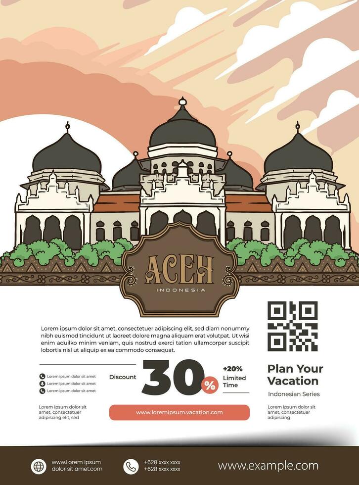 Poster Veranstaltung Layout Vorlage zum Tourismus mit aceh Kultur Illustration vektor