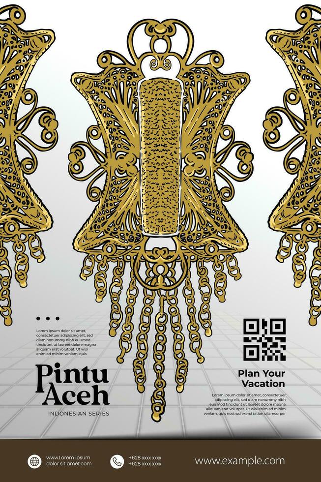 indonesisch Kultur pintu aceh die Architektur Tür Design Muster Illustration vektor