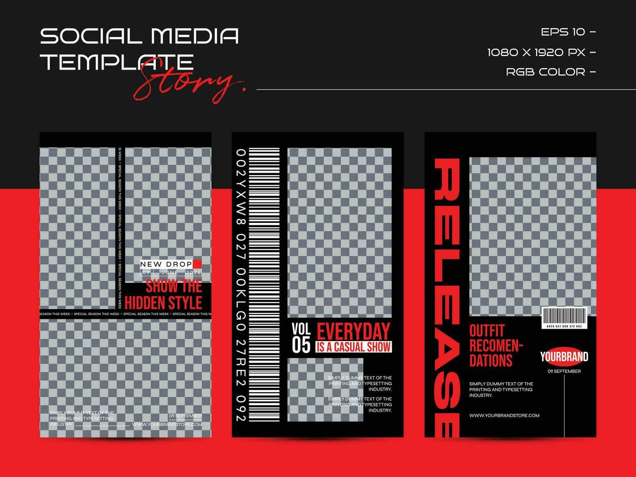 modern städtisch futuristisch Strassenmode Mode Design zum Sozial Medien Geschichte Vorlage vektor