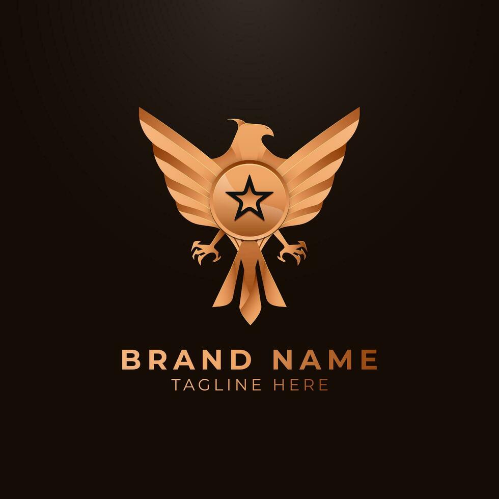 golden und schwarz Adler Logo Design vektor