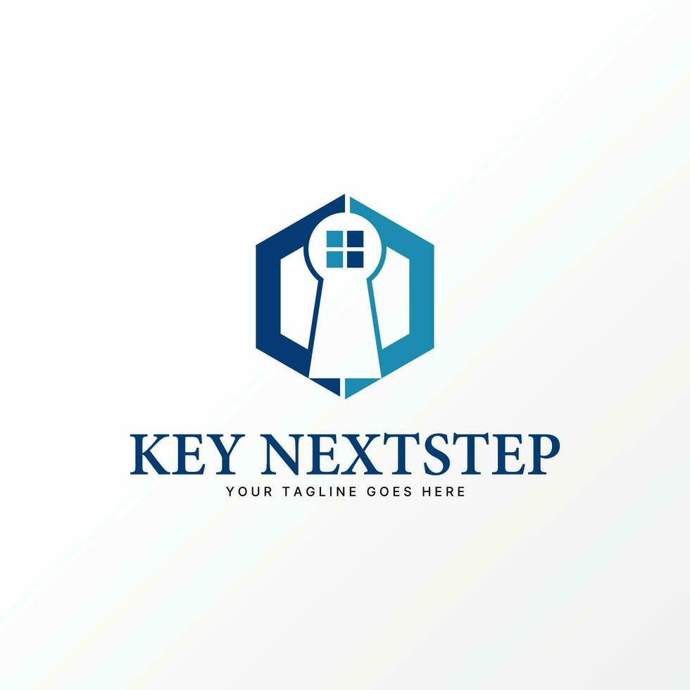 Logo Design Grafik Konzept kreativ abstrakt Prämie kostenlos Vektor Lager Hexagon mit Loch Schlüssel und Fenster. verbunden zu Eigentum Geschäft Zuhause Haus echt