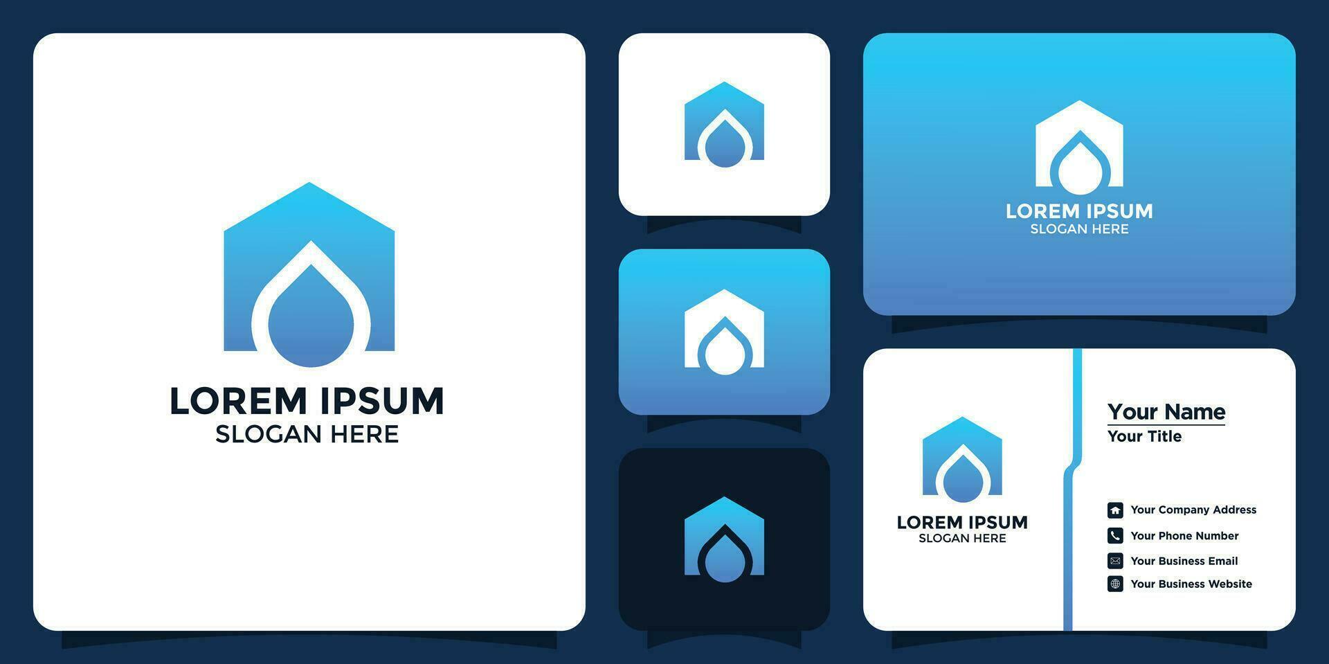 vatten hus design logotyp och företag kort vektor