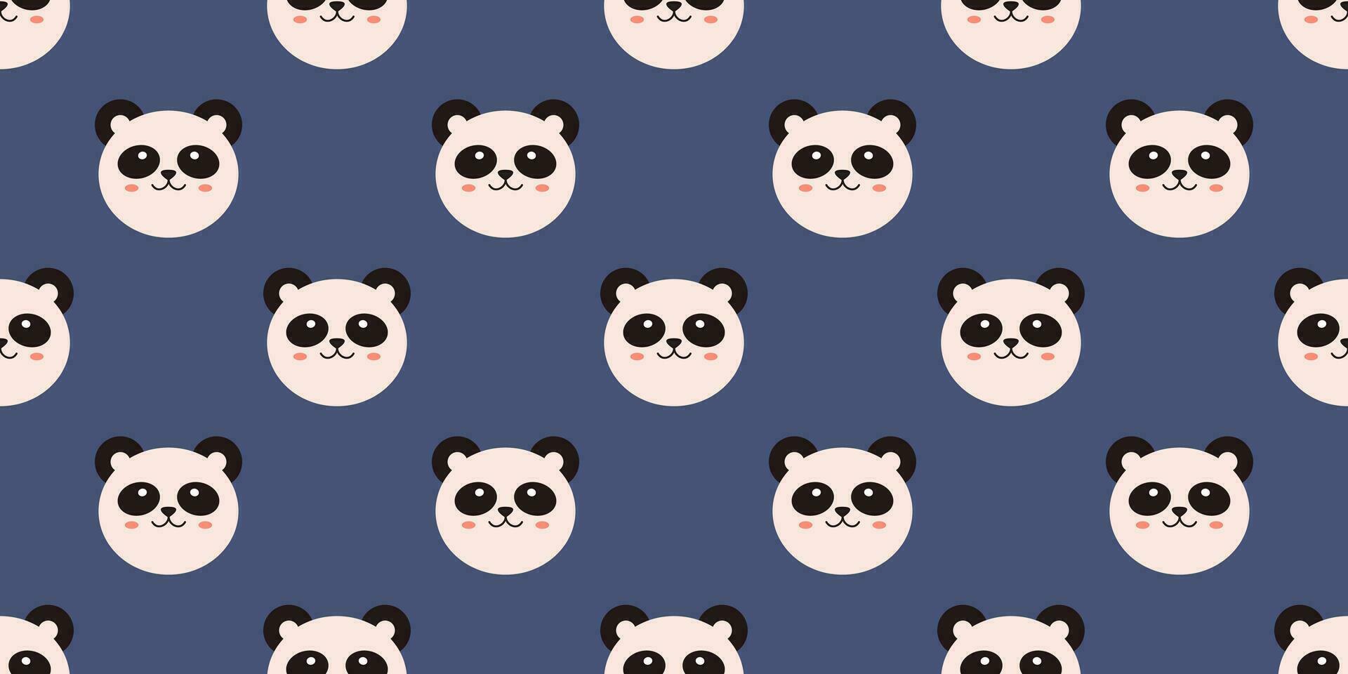 vektor sömlös mönster med söt panda huvuden. barnslig trendig skriva ut med panda björnar. söt bakgrund med rolig djur. kinesisk leende panda sömlös mönster.