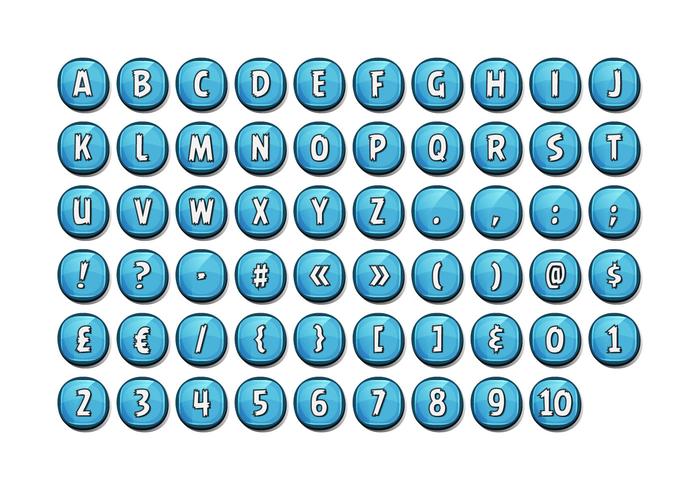 Alphabet Font Set auf glänzenden Tasten für Ui-Spiel vektor