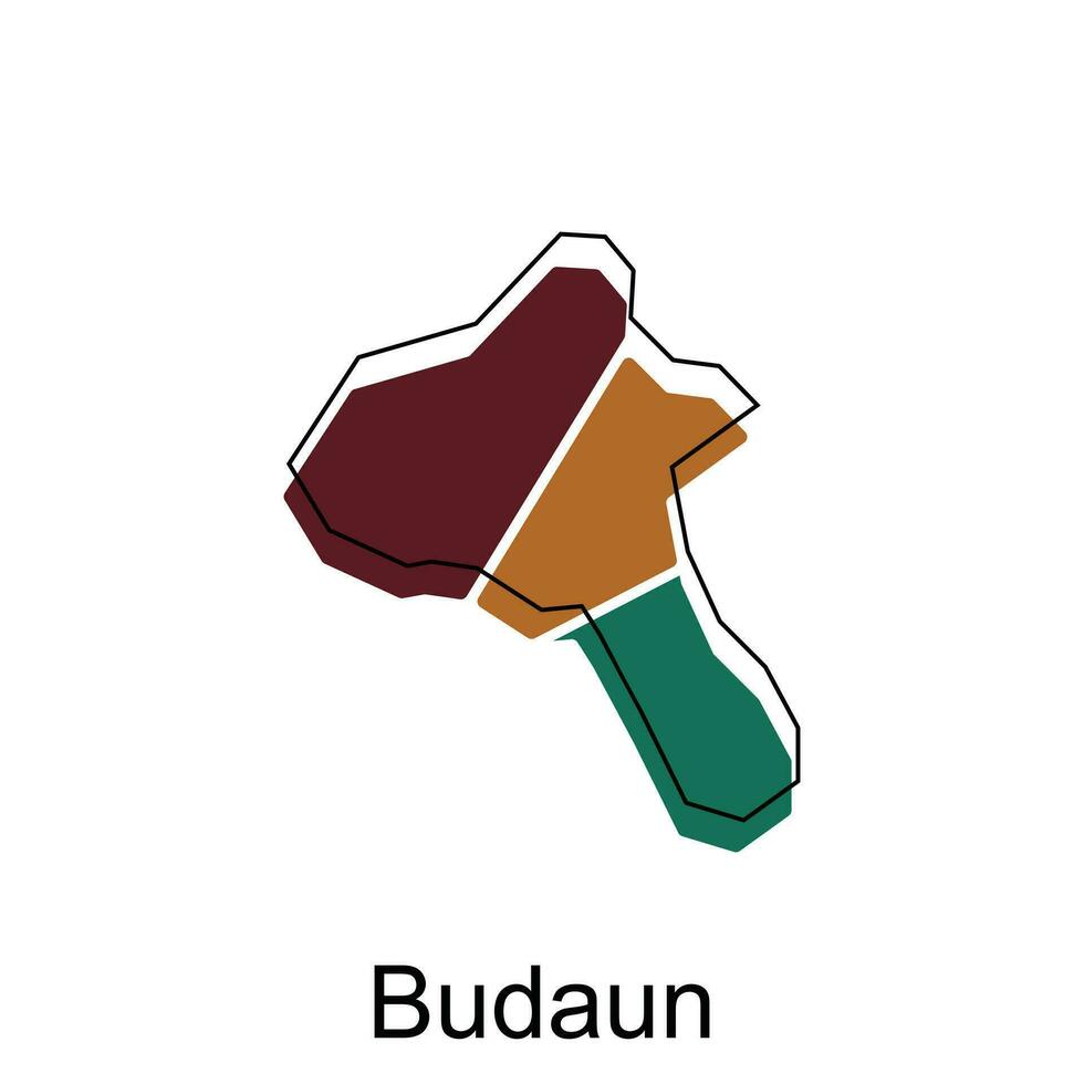 budaun Karta illustration design, vektor mall med översikt grafisk skiss stil isolerat på vit bakgrund