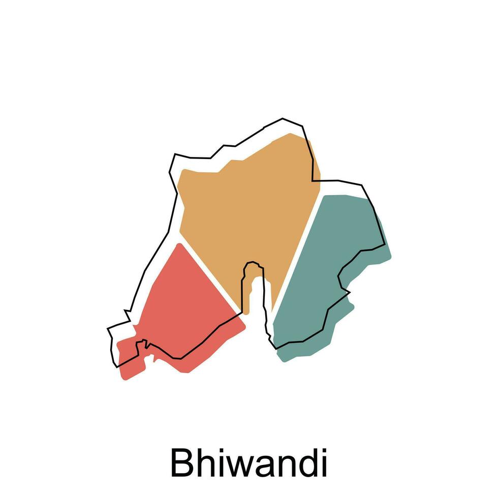 Karte von Bhiwandi Vektor Design Vorlage, National Grenzen und wichtig Städte Illustration