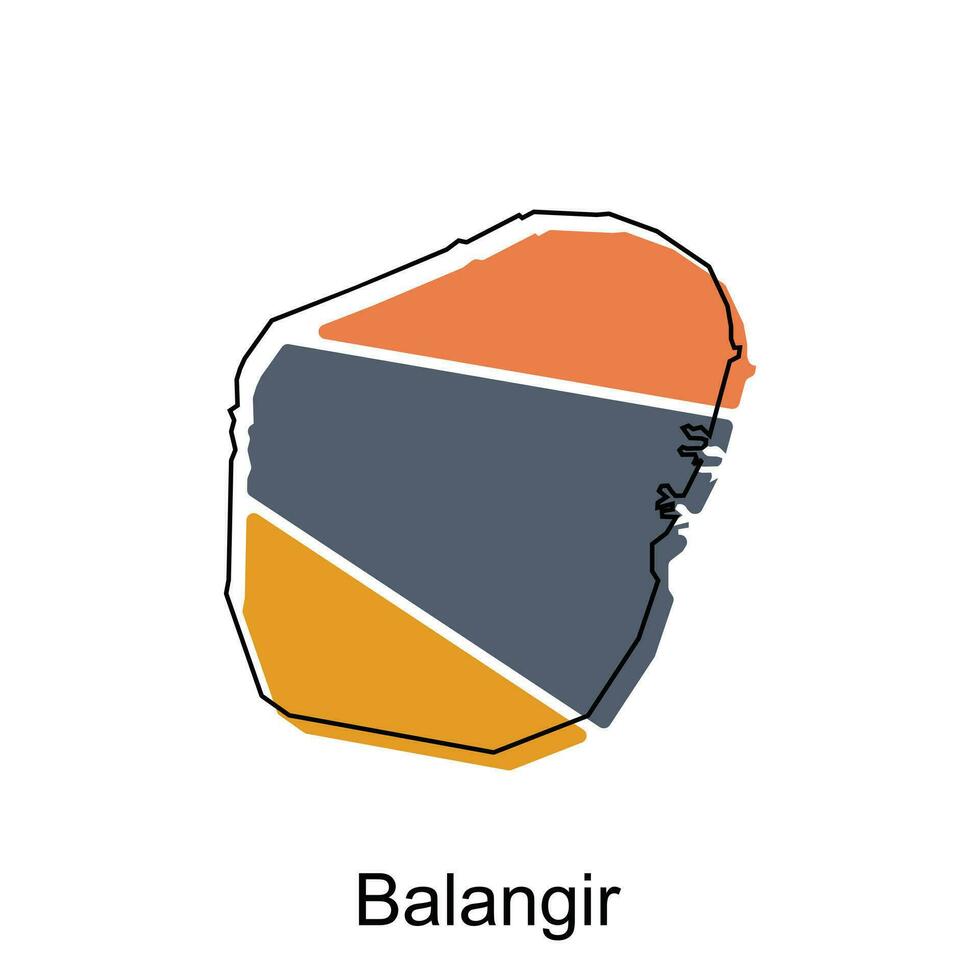 balangir Karte Illustration Design, Vektor Vorlage mit Gliederung Grafik skizzieren Stil isoliert auf Weiß Hintergrund