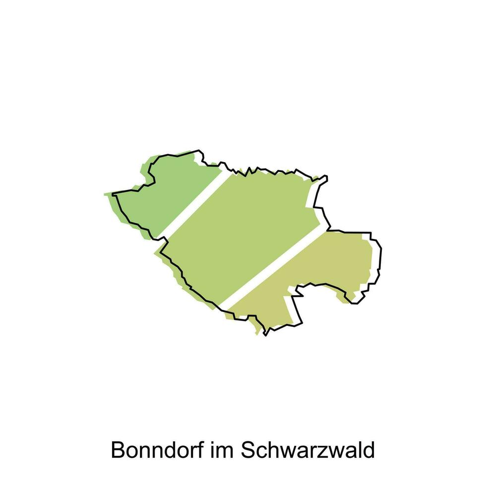 Karte von Bonndorf Ich bin schwarzzwald Design Illustration, Vektor Symbol, Zeichen, Umriss, Welt Karte International Vektor Vorlage auf Weiß Hintergrund