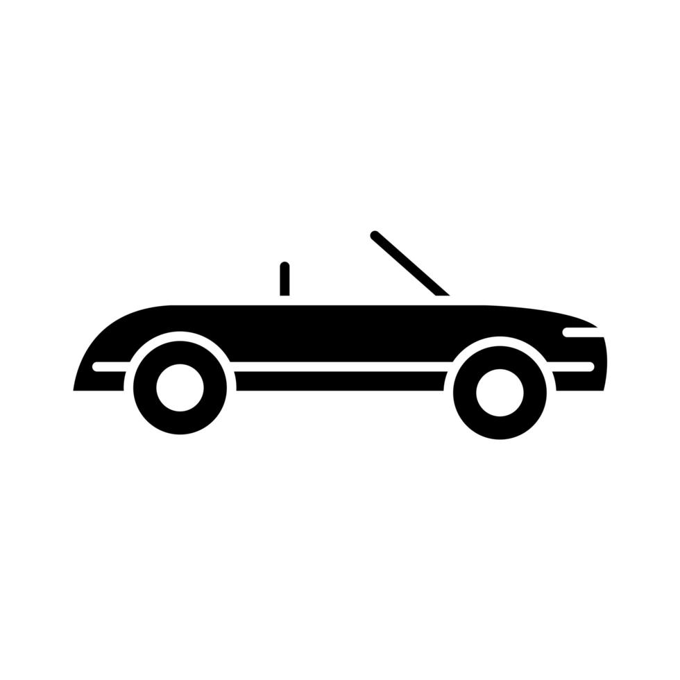 konvertibel bil sport sidovy siluett ikon isolerad på vit bakgrund vektor