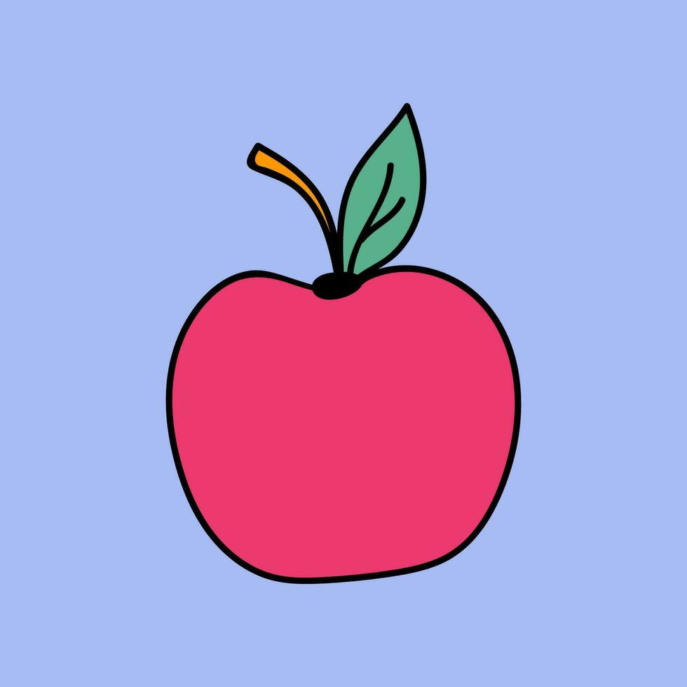 süß und komisch Hand gezeichnet Vektor Clip Art Sommer- Apfel. einfach bunt Hand gezeichnet Gekritzel isoliert auf das Hintergrund. Gekritzel von Sommer- Früchte, Beeren. Essen und Getränke im das heiß Urlaub.