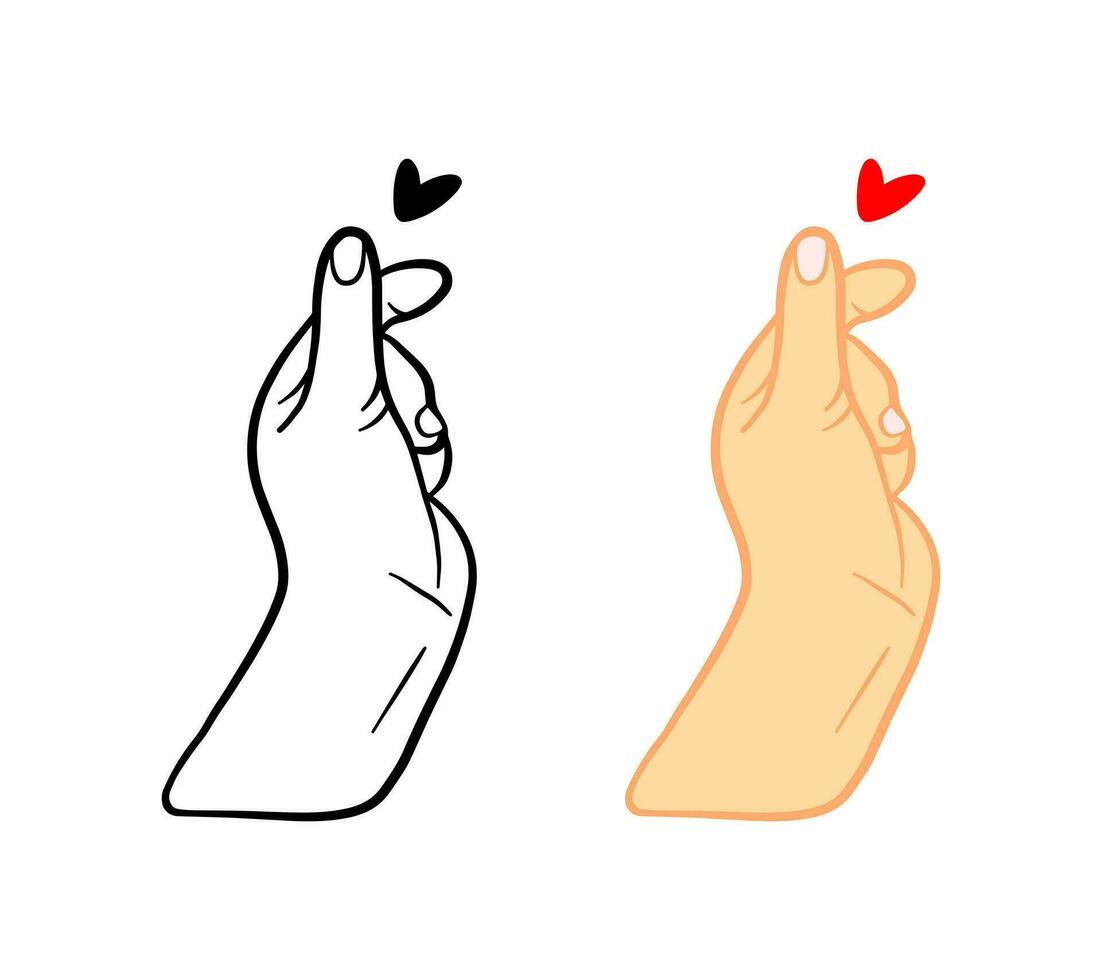 Hand Geste, Liebe Symbol. Gekritzel Hand gezeichnet Hand unterzeichnen. romantisch gestalten Satz. vektor