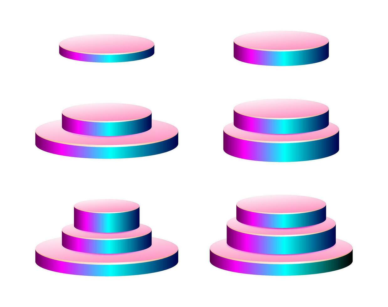 realistisk vektor podium uppsättning, 3d scen mockup. runda form tilldela piedestal, monter stå plattform.