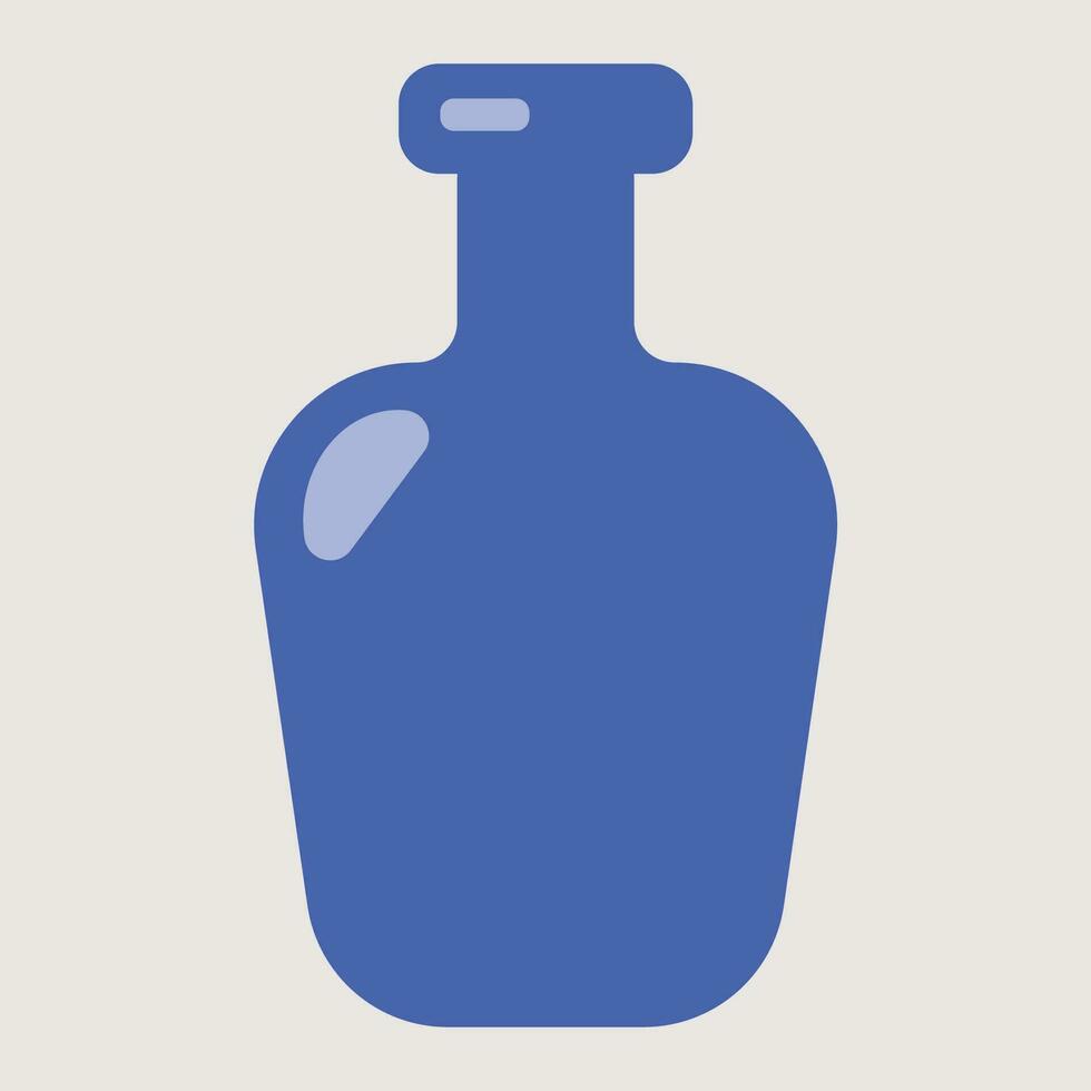 Grafik Vektor Illustration von ein Blau Flasche auf ein Beige Hintergrund