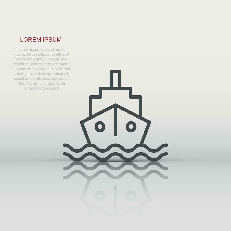 turism fartyg ikon i platt stil. fiske båt vektor illustration på vit isolerat bakgrund. tankfartyg destination företag begrepp.