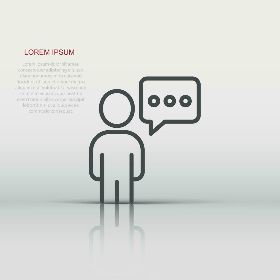 människor med Tal bubbla ikon i platt stil. chatt vektor illustration på vit isolerat bakgrund. högtalare dialog företag begrepp.