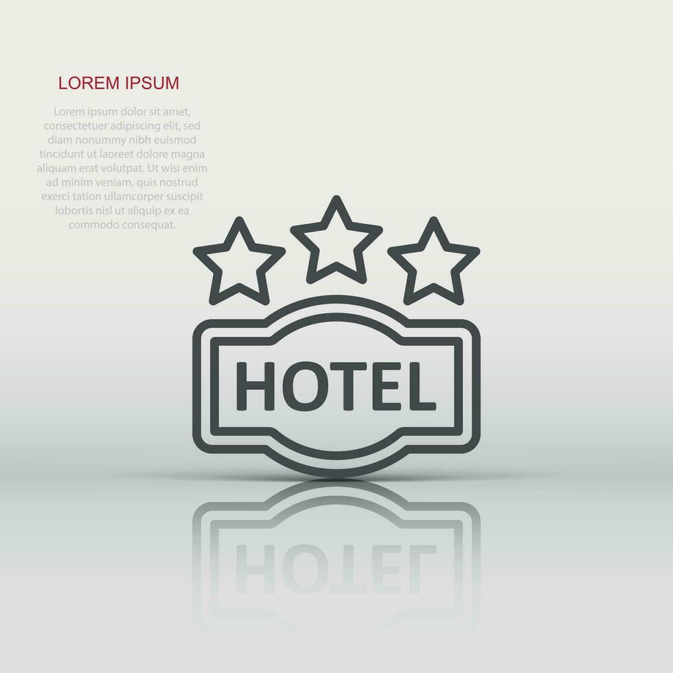 hotell 3 stjärnor tecken ikon i platt stil. värdshus vektor illustration på vit isolerat bakgrund. vandrarhem rum information företag begrepp.
