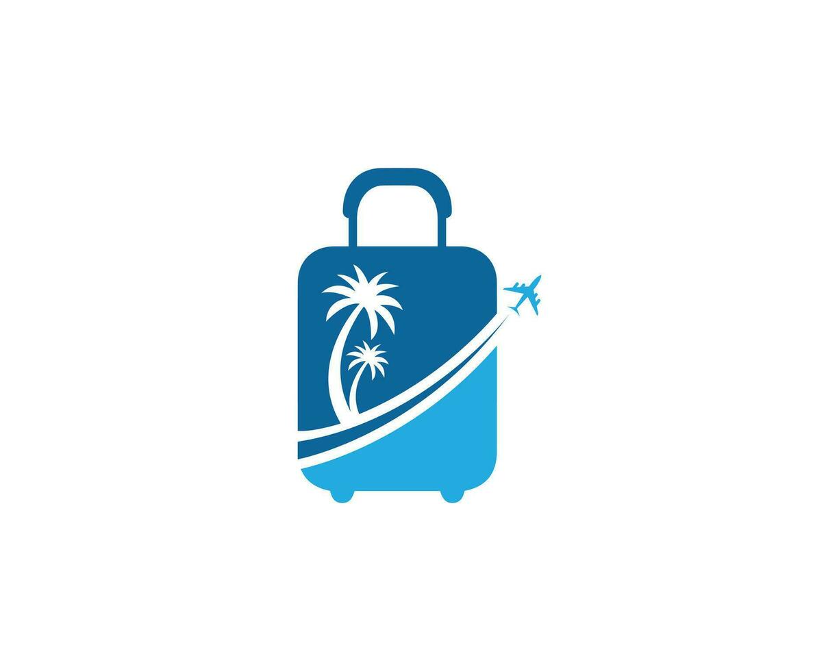 Reise Tasche Logo Design mit Palme Baum Symbol Vektor Symbol.