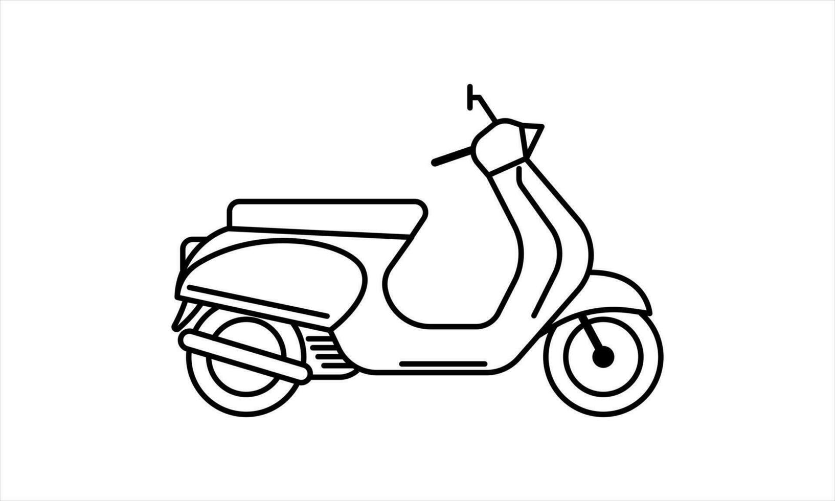 skoter motorcykel ikon, minimalistisk symbol översikt stil med vit bakgrund vektor