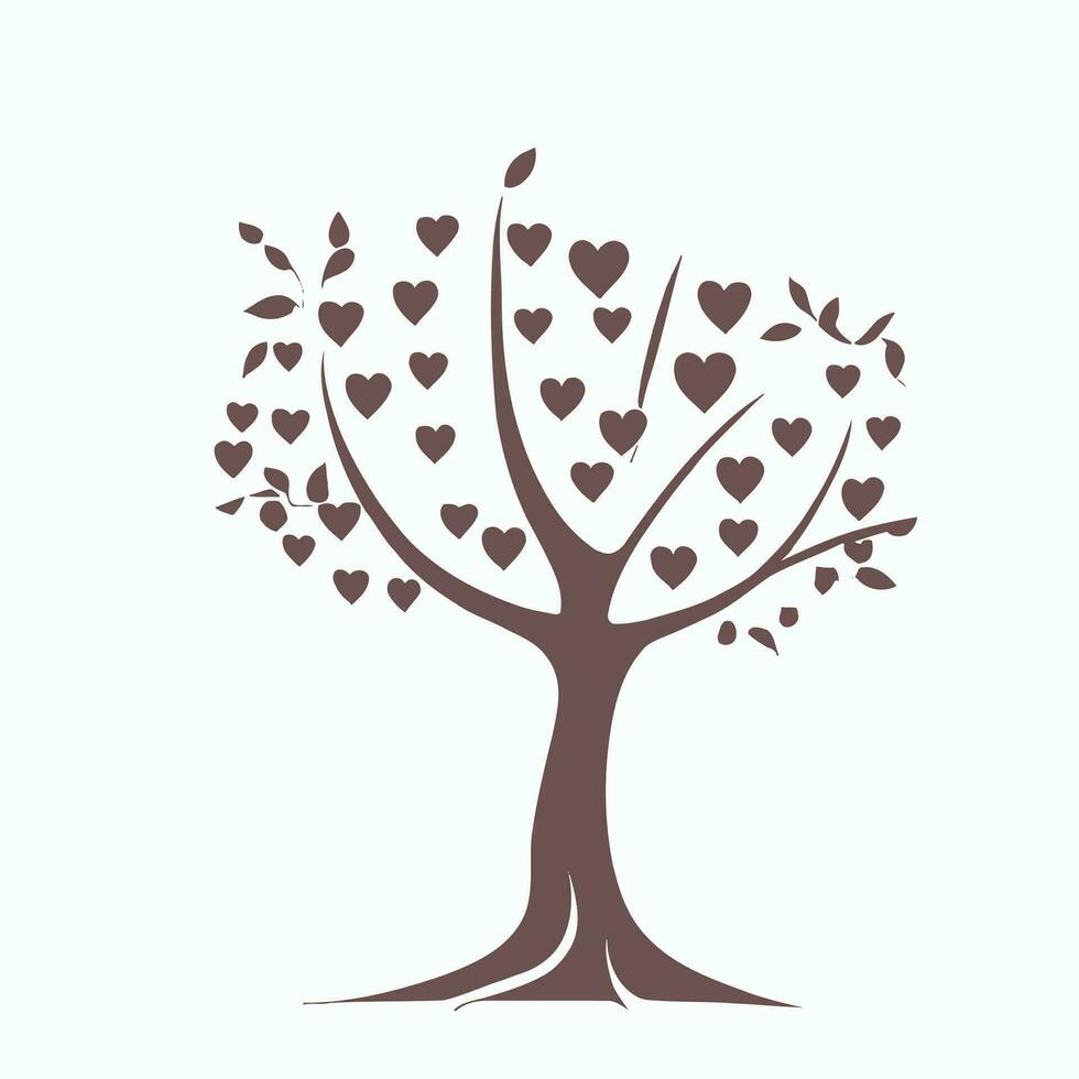 Baum mit Herz Blätter Vektor Kunst, fesselnd Natur Liebe Illustration