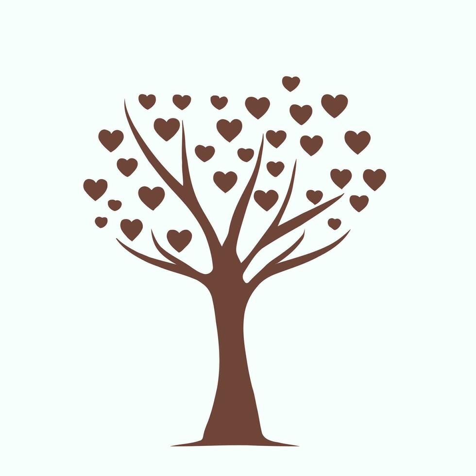 träd med hjärta löv vektor konst, fängslande natur kärlek illustration