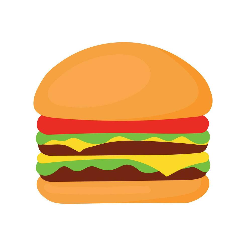 dubbel- nötkött burger snabb mat hand teckning klotter vektor illustration