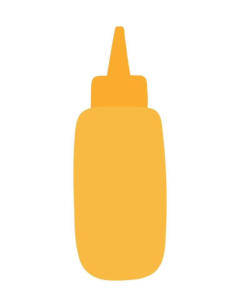 Gelb Soße Flasche zum Senf und Mayonnaise Hand Zeichnung Symbol Karikatur Vektor Illustration