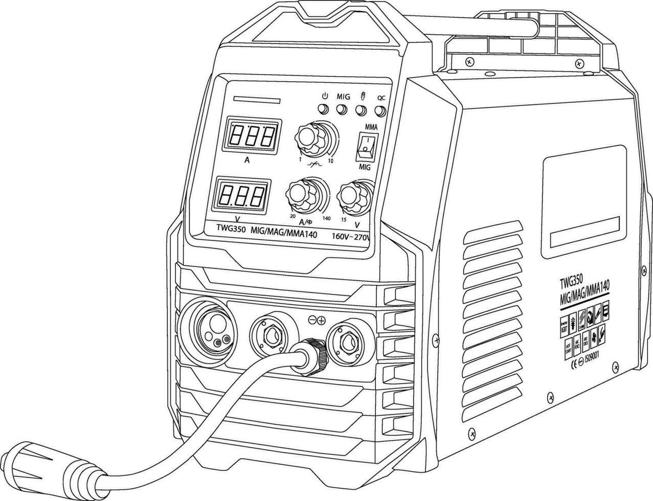 inverterare mma svetsning maskiner, inverterare för alternativ energi, inverterare ikoner uppsättning isometrisk vektor illustration.