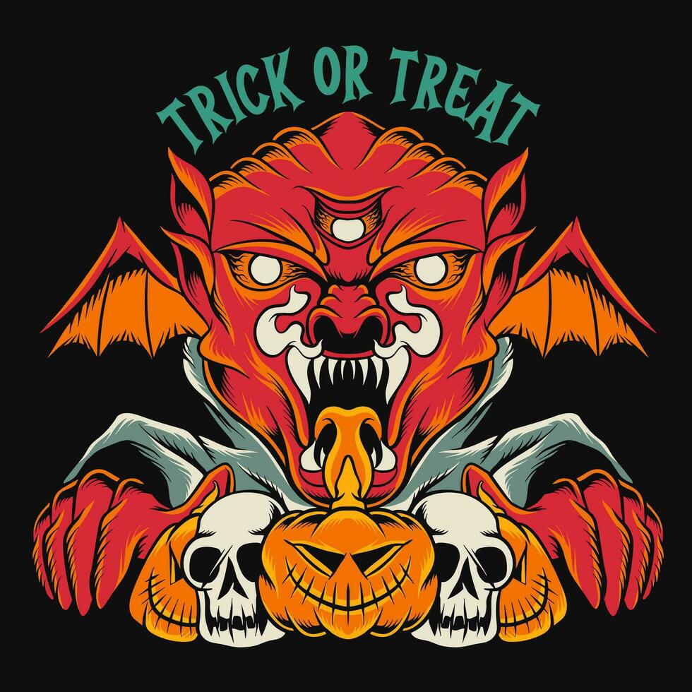 Halloween Monster- T-Shirt Design Vektor Halloween Zombie Karikatur Charakter Illustration