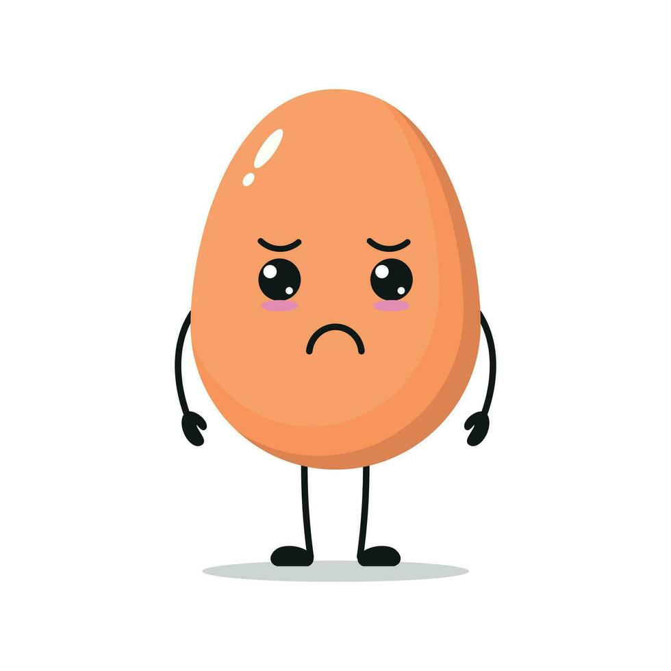 söt ledsen ägg karaktär. rolig olycklig ägg tecknad serie uttryckssymbol i platt stil. brud emoji vektor illustration