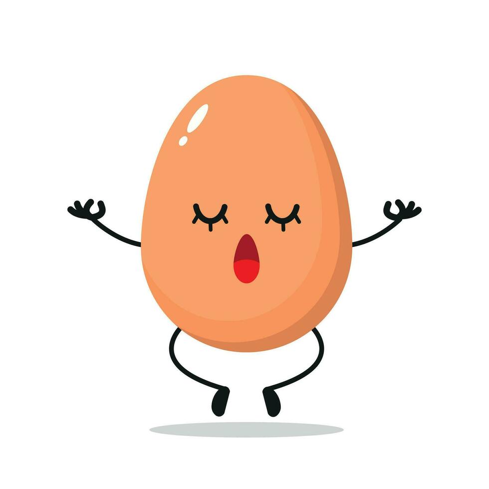 söt koppla av ägg karaktär. rolig yoga ägg tecknad serie uttryckssymbol i platt stil. brud emoji meditation vektor illustration