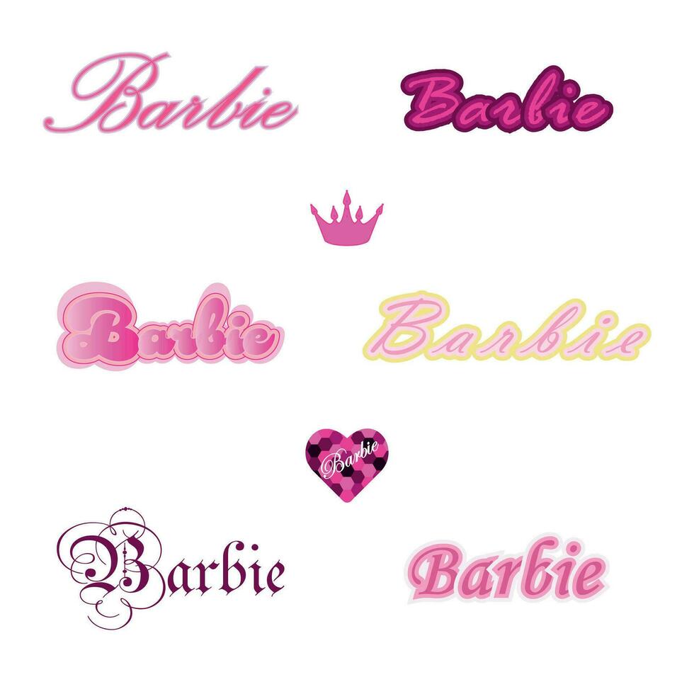 stämpel emblem Välkommen till Barbie, barbie fest, barbie fest inbjudningar vektor