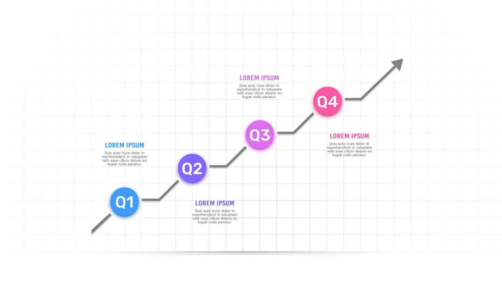 4 Viertel mit das Pfeil Bericht Vorlage. Geschäft Präsentation. Infografik Design. Vektor Illustration.