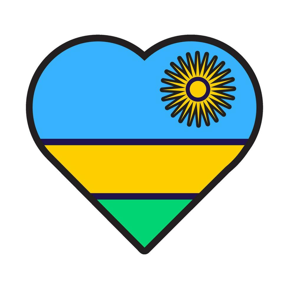rwanda flagga festlig patriot hjärta översikt ikon vektor