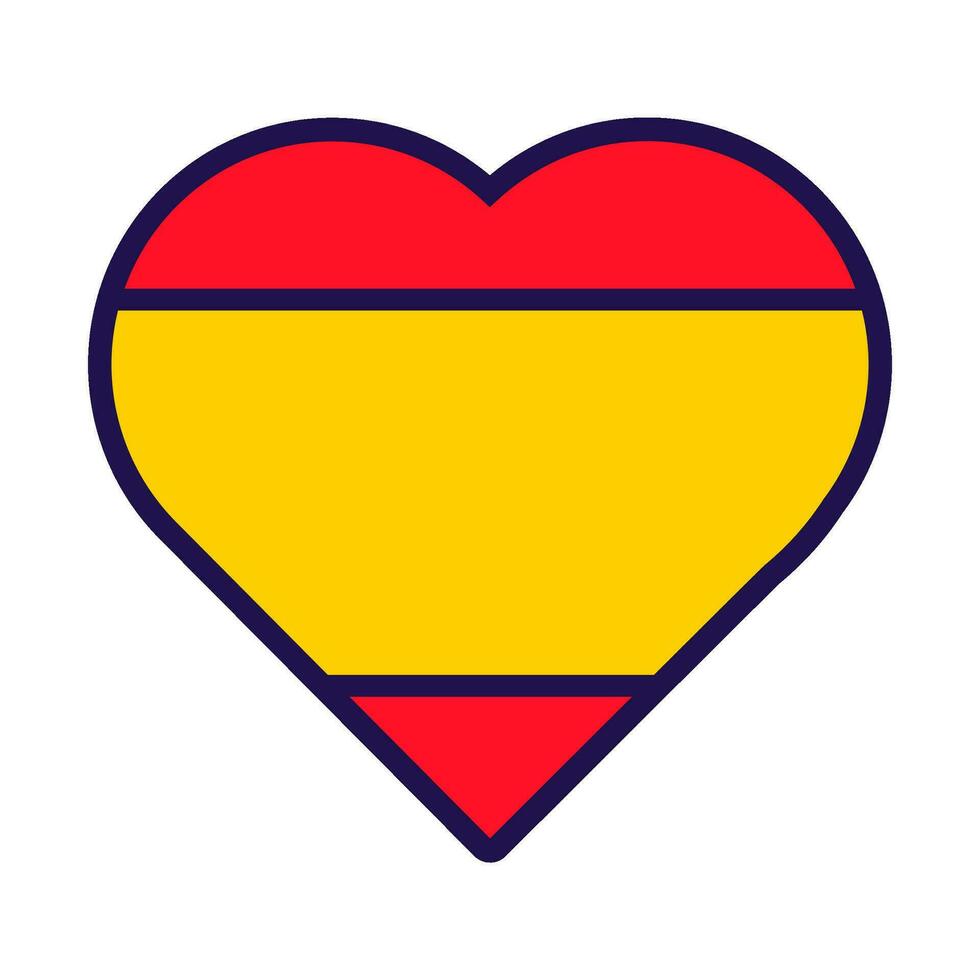 Spanien flagga festlig patriot hjärta översikt ikon vektor