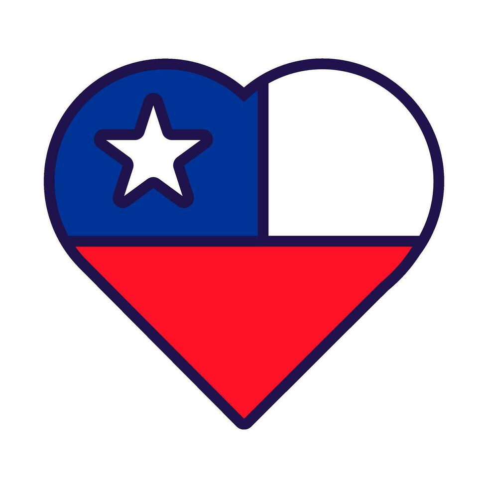 Chile Flagge festlich Patriot Herz Gliederung Symbol vektor