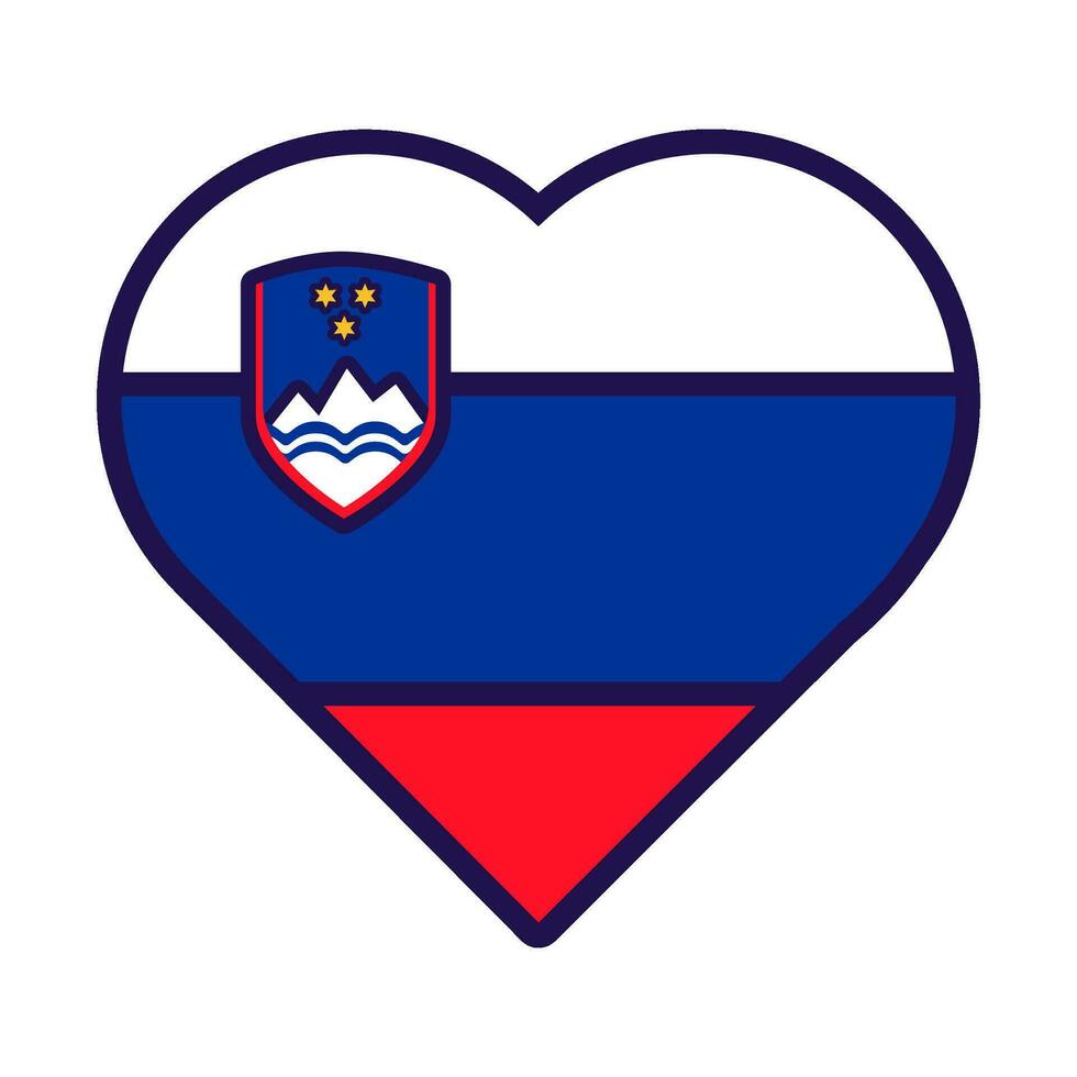 slovenien flagga festlig patriot hjärta översikt ikon vektor